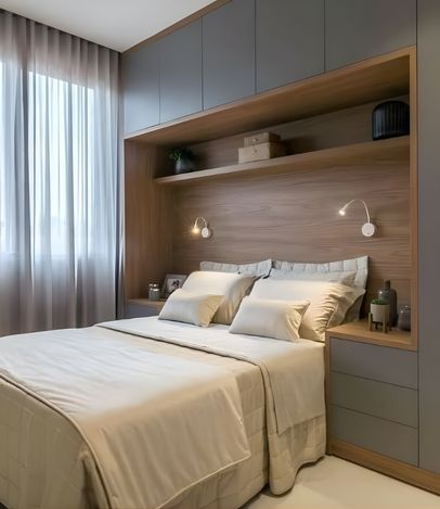 Quarto planejado com móveis sob medida